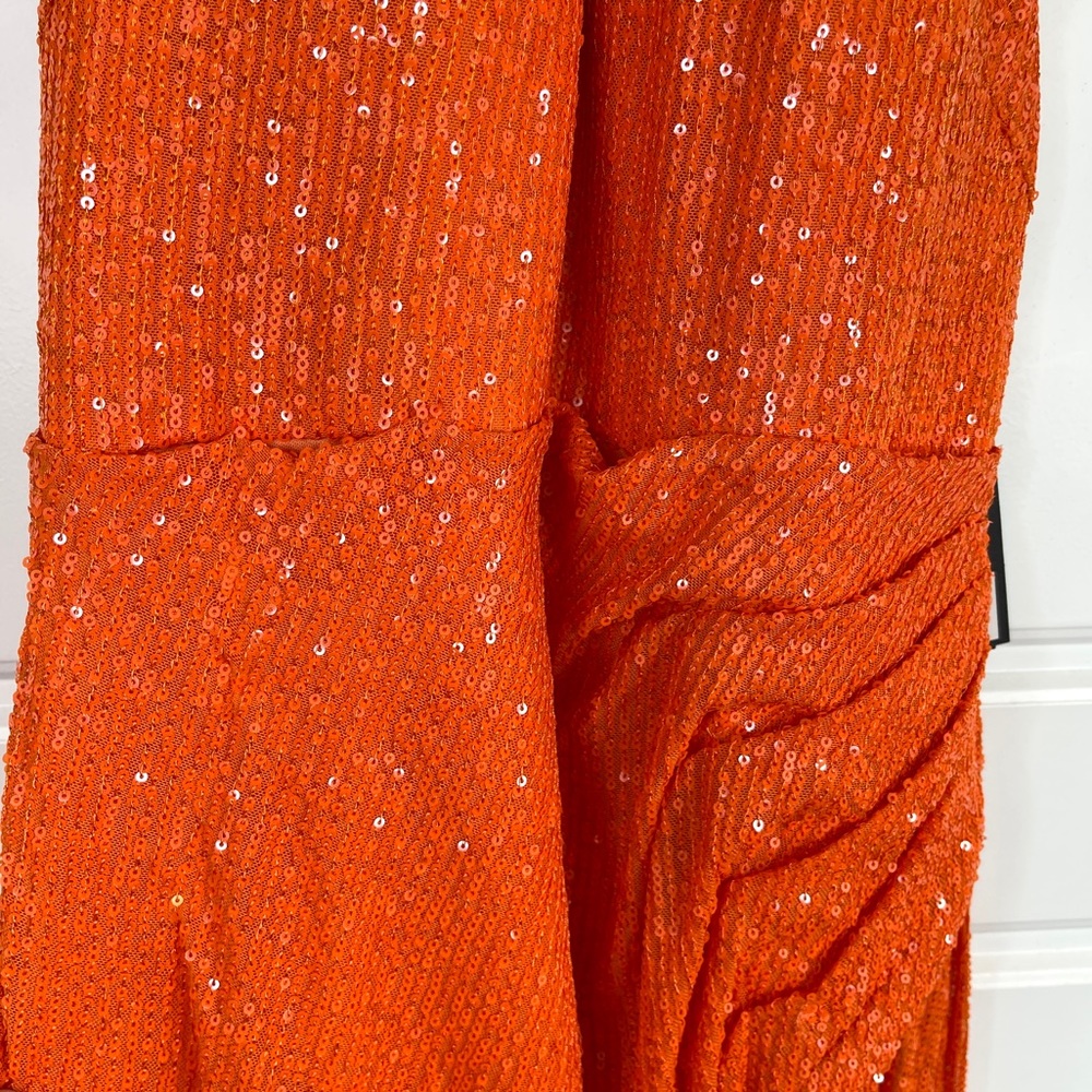 IEENA FOR MAC DUGGAL Sequined Halter Gown NEW Size 8 Tangerine Orange Dress - Picture 5 of 15